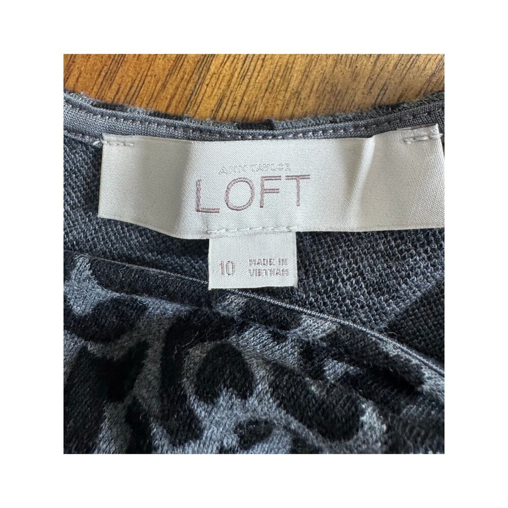 LOFT Gray Black Leopard Print Dress Women’s Size 10 Animal Print Dress - Picture 5 of 11
